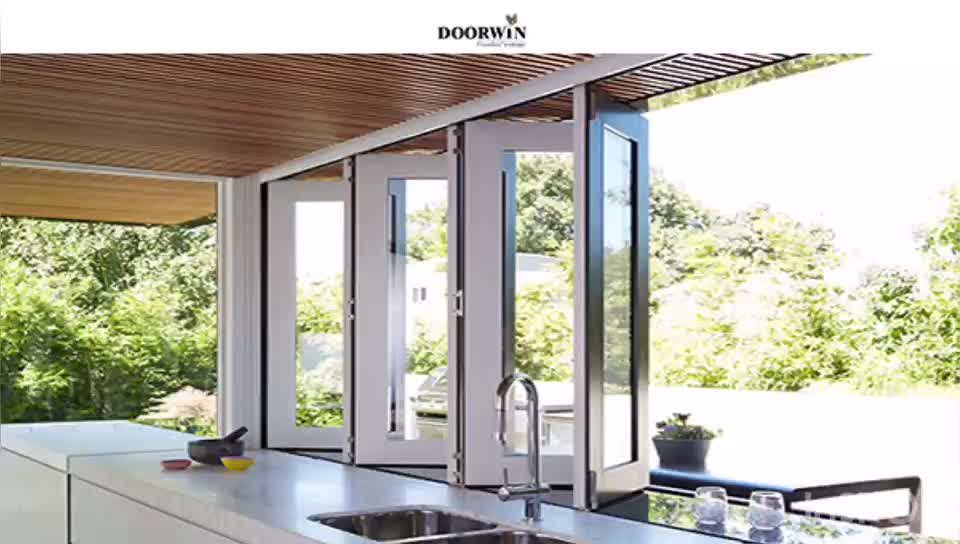 Aluminium tempered glass bifolding windows horizontal folding local window aluminium bifold window - Doorwin Group Windows & Doors
