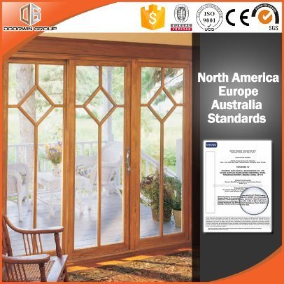 Chinese Aluminum&Oak Wood Sliding Door with Grille - China Aluminum Sliding Door, Horizontal Slide Door - Doorwin Group Windows & Doors