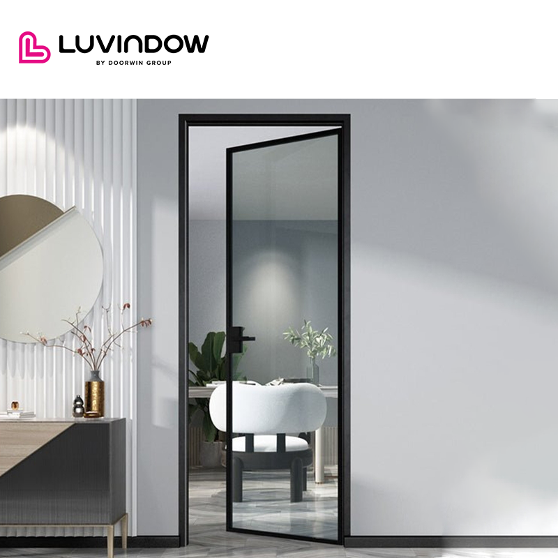 2022 Good quality narrow frame thermal break Aluminum bathroom swing door.