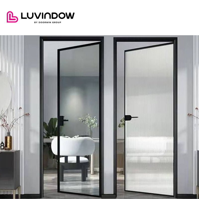 Slim frame thermal break Aluminum bathroom swing door.