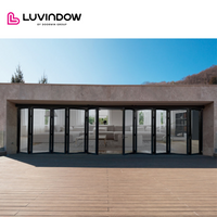 Cheapest China manufacturer thermal break Aluminum frameless interior sliding uk patio prices glass folding doors — thumbnail 2