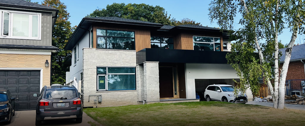 Perfect Style Blending of Curtain Wall and Pivot Door