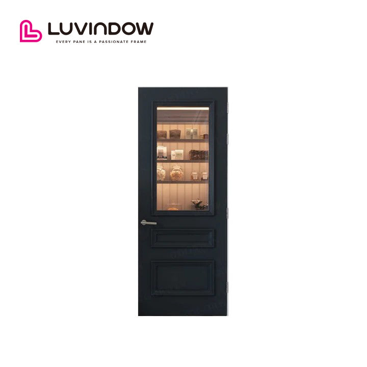 USA Mobile hot sale LUVINDOW Wooden door with frame decoration glass insert wood interior door glass insert wood interior door