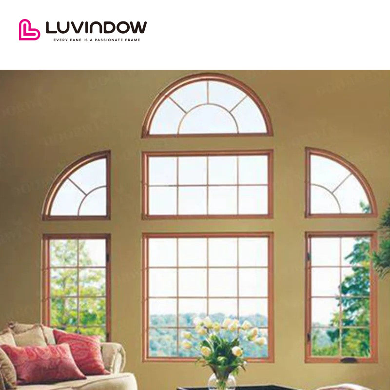 Wooden special shape window with grill