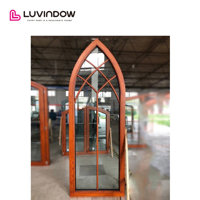 Wooden special shape window with grill