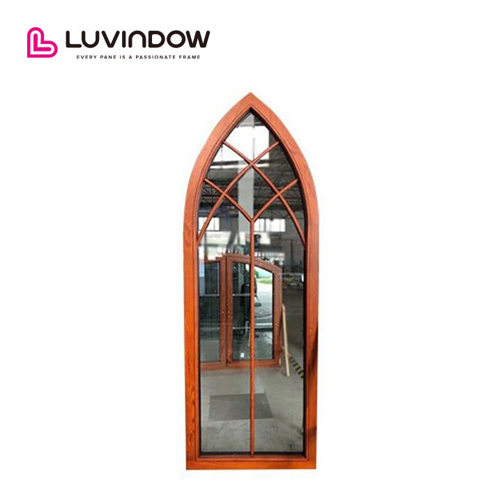 Wooden special shape window with grill