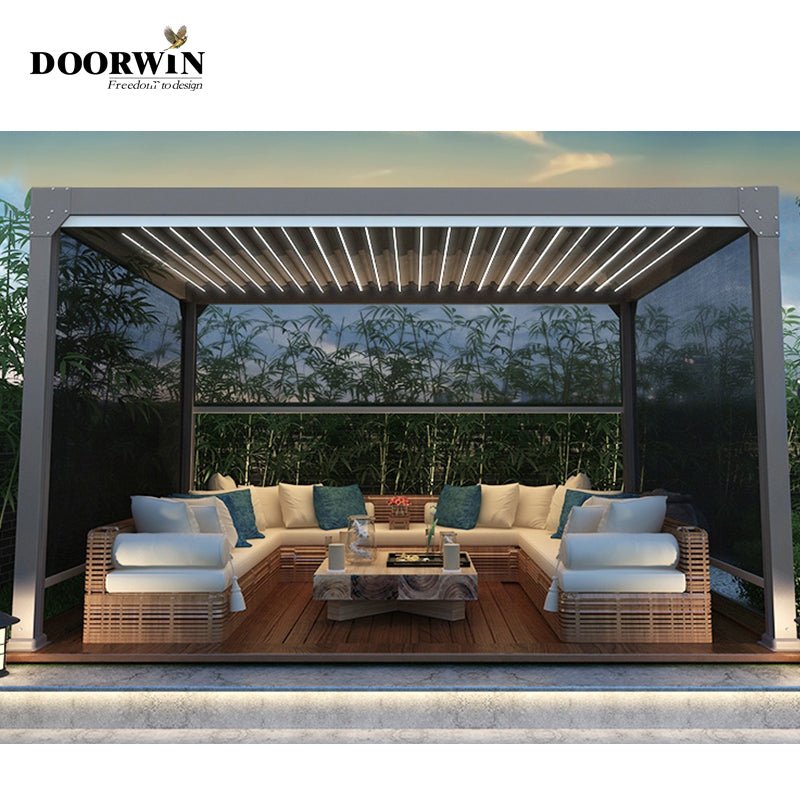 2021 Custom aluminum louvers for rooftop percolas for outdoor terraces with villa LED aluminum percolas - Doorwin Group Windows & Doors