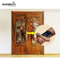 2022 Hot sell teak wood Smart fingerprint doors exterior front doors knotty alder pine larch french  wood door entry by Doorwin — thumbnail 2