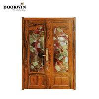 2022 Hot sell teak wood Smart fingerprint doors exterior front doors knotty alder pine larch french  wood door entry by Doorwin — thumbnail 3