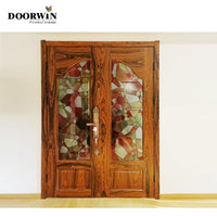 2022 Hot sell teak wood Smart fingerprint doors exterior front doors knotty alder pine larch french  wood door entry by Doorwin — thumbnail 5