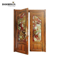 2022 Hot sell teak wood Smart fingerprint doors exterior front doors knotty alder pine larch french  wood door entry by Doorwin — thumbnail 1