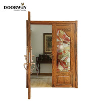 2022 Hot sell teak wood Smart fingerprint doors exterior front doors knotty alder pine larch french  wood door entry by Doorwin — thumbnail 6