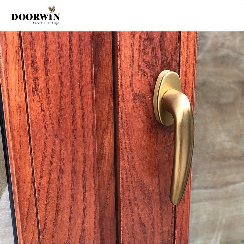 2022 USA Fort Worth good quality American Oak Wood Aluminum Crank Open round top Casement Window — product image 5