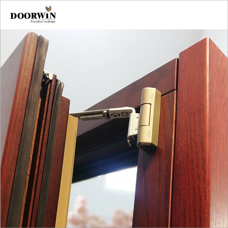 2022 USA Fort Worth good quality American Oak Wood Aluminum Crank Open round top Casement Window — product image 7