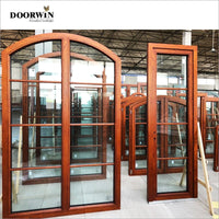 2022 USA Fort Worth good quality American Oak Wood Aluminum Crank Open round top Casement Window — thumbnail 4