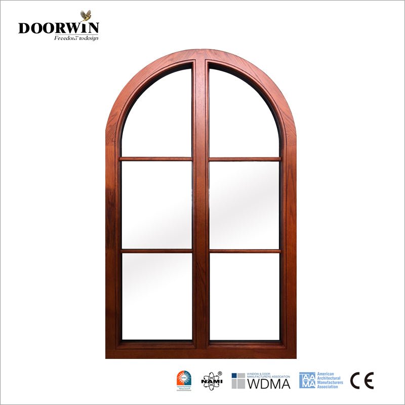 2022 USA Fort Worth good quality American Oak Wood Aluminum Crank Open round top Casement Window — product image 8