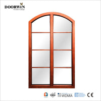 2022 USA Fort Worth good quality American Oak Wood Aluminum Crank Open round top Casement Window — thumbnail 2