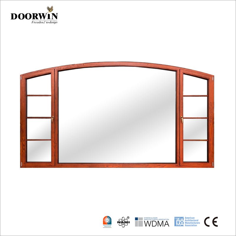 2022 USA Fort Worth good quality American Oak Wood Aluminum Crank Open round top Casement Window - Doorwin Group Windows & Doors