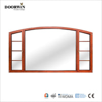 2022 USA Fort Worth good quality American Oak Wood Aluminum Crank Open round top Casement Window — thumbnail 3