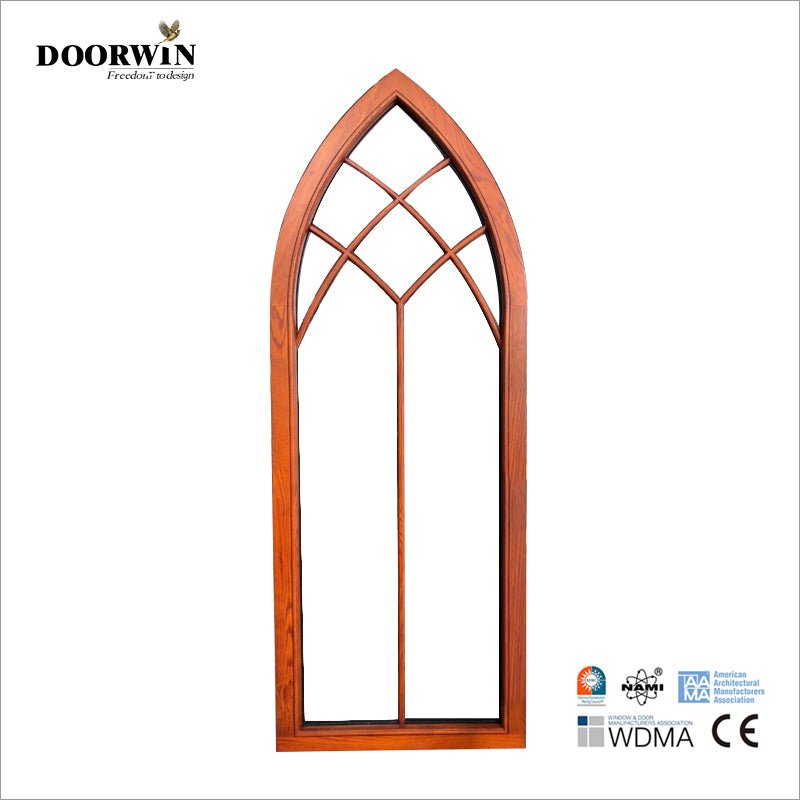 2022 USA Fort Worth good quality American Oak Wood Aluminum Crank Open round top Casement Window — product image 1