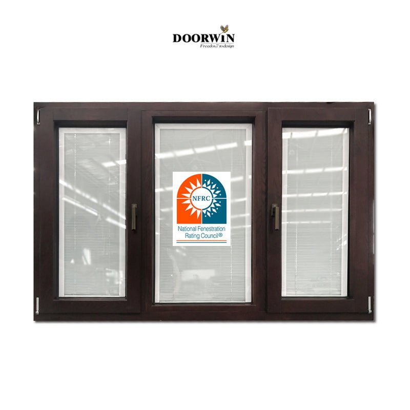 2022 USA hot sale 30% discount promotion for wholesaler Houston soundproof built-in shutter 3 sash red oak wooden casement windows — product image 7