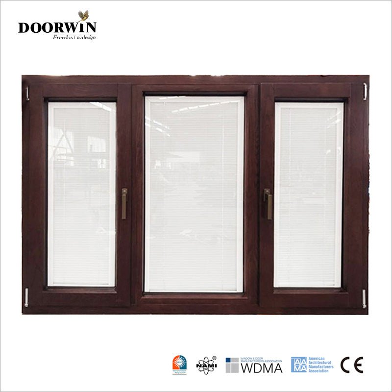 2022 USA hot sale 30% discount promotion for wholesaler Houston soundproof built-in shutter 3 sash red oak wooden casement windows — product image 1
