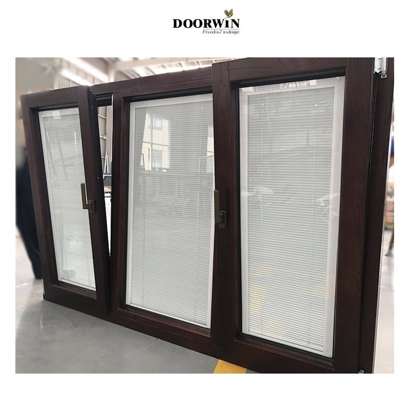2022 USA hot sale 30% discount promotion for wholesaler Houston soundproof built-in shutter 3 sash red oak wooden casement windows — product image 5