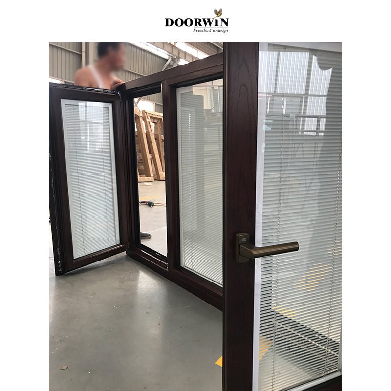 2022 USA hot sale 30% discount promotion for wholesaler Houston soundproof built-in shutter 3 sash red oak wooden casement windows — product image 6