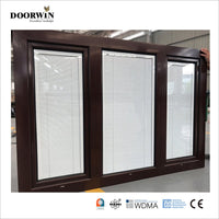 2022 USA hot sale 30% discount promotion for wholesaler Houston soundproof built-in shutter 3 sash red oak wooden casement windows — thumbnail 4