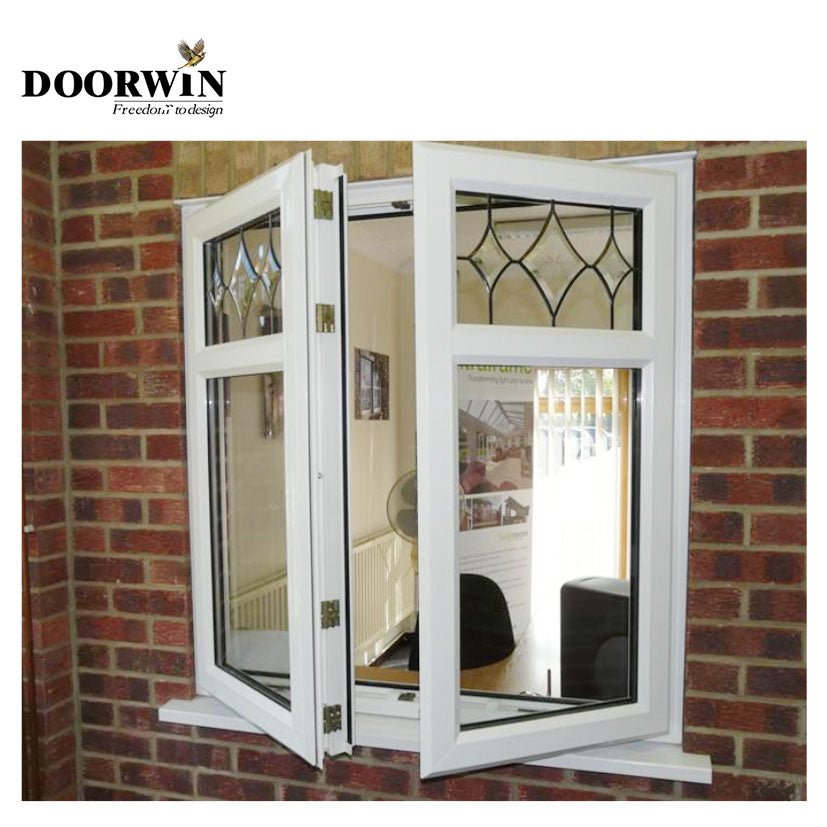 2022USA Irving Best-selling China Manufactory white arched Germany VEKA pvc upvc profile crank open casement window with grill design — product image 3