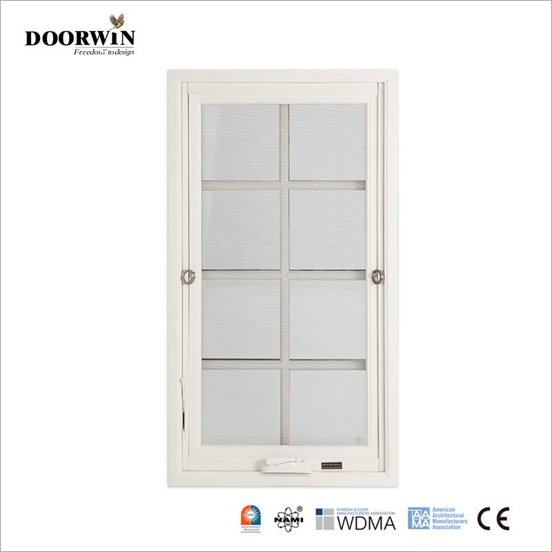 2022USA Oakland crank open window white color with fixed window grilles - Doorwin Group Windows & Doors