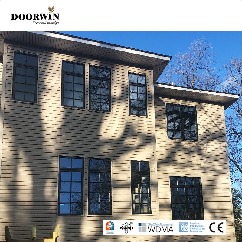 2022USA Oakland crank open window white color with fixed window grilles - Doorwin Group Windows & Doors