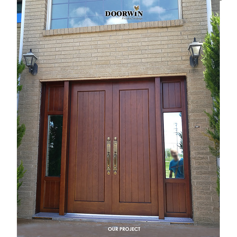 Best Quality custom frosted glass doors contemporary front with side panels commercial wood