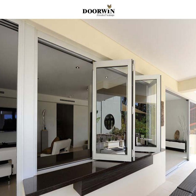 Aluminium tempered glass bifolding windows horizontal folding local window aluminium bifold window - Doorwin Group Windows & Doors