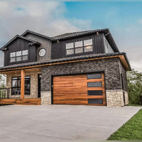 Aluminum alloy tempered frosted glass combination automatic lift garage door — thumbnail 1