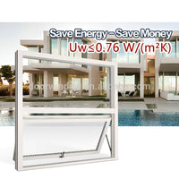 Aluminum awning top hung windows with netscreen and double glass low-e hollow — thumbnail 2