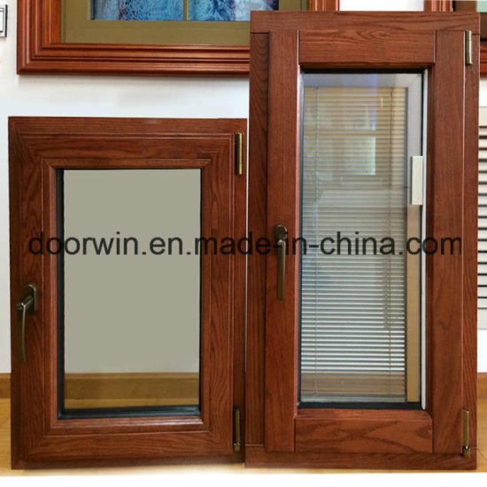 Aluminum Clad Solid Wood Convenient Tilt Window Built-in Blinds Integral Shutter Tilt and Turn Window Afghan Client - China Aluminum Window, Wood Aluminum Window — product image 0