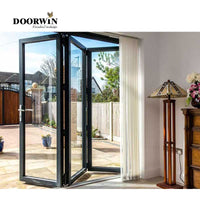 Aluminum patio / balcony double glass exterior accordion folding door Folding glass balcony aluminium bifold doors — thumbnail 3