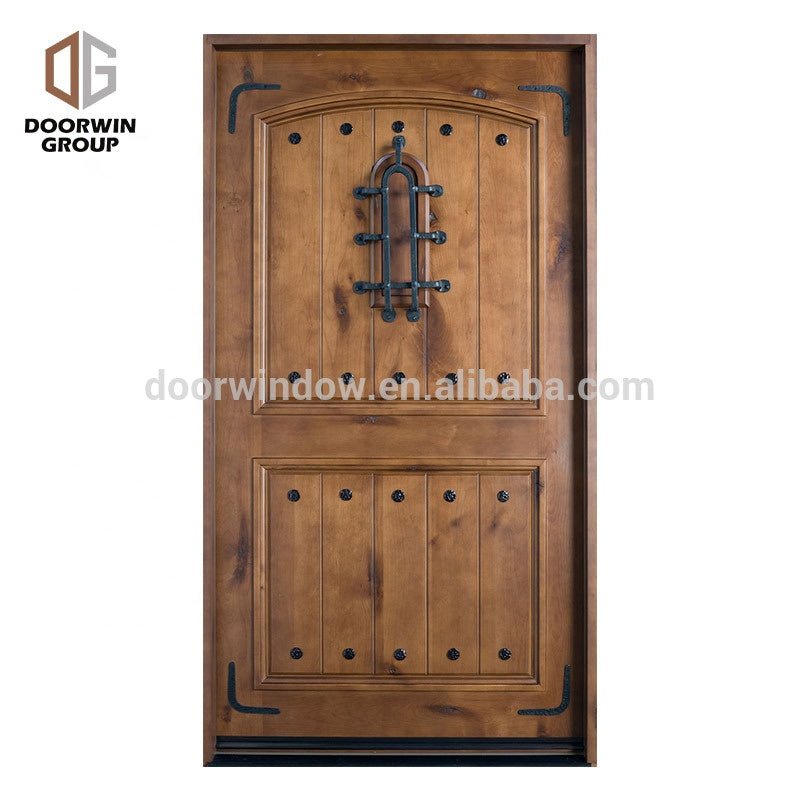 America OEM hand carved arched top double french front doors with transom side lite frosted glass by Doorwin - Doorwin Group Windows & Doors