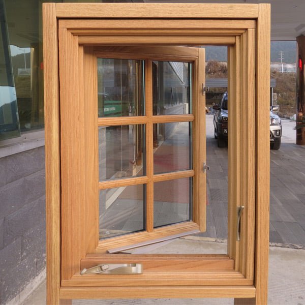 American Casement Window Foldable crank handle aluminum clad solid oak wood - Doorwin Group Windows & Doors