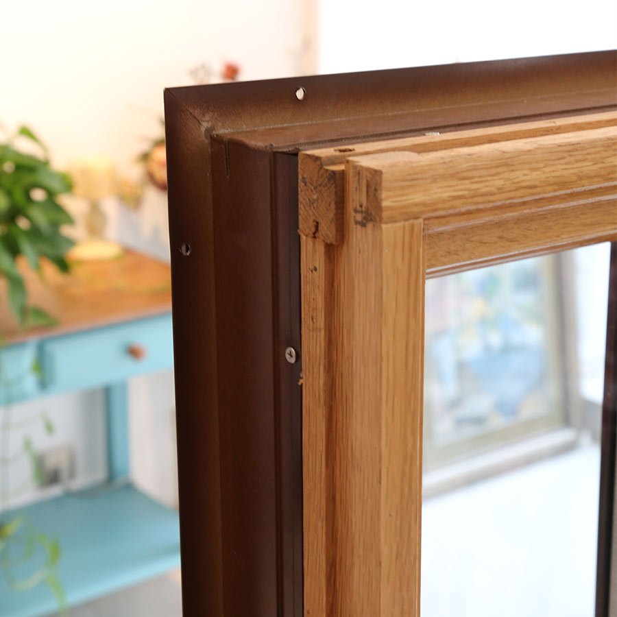 American Casement Window Foldable crank handle  aluminum  clad solid oak wood window with grill design — product image 8