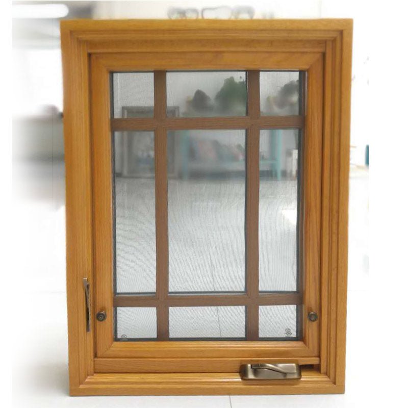 American Casement Window Foldable crank handle  aluminum  clad solid oak wood window with grill design — product image 1