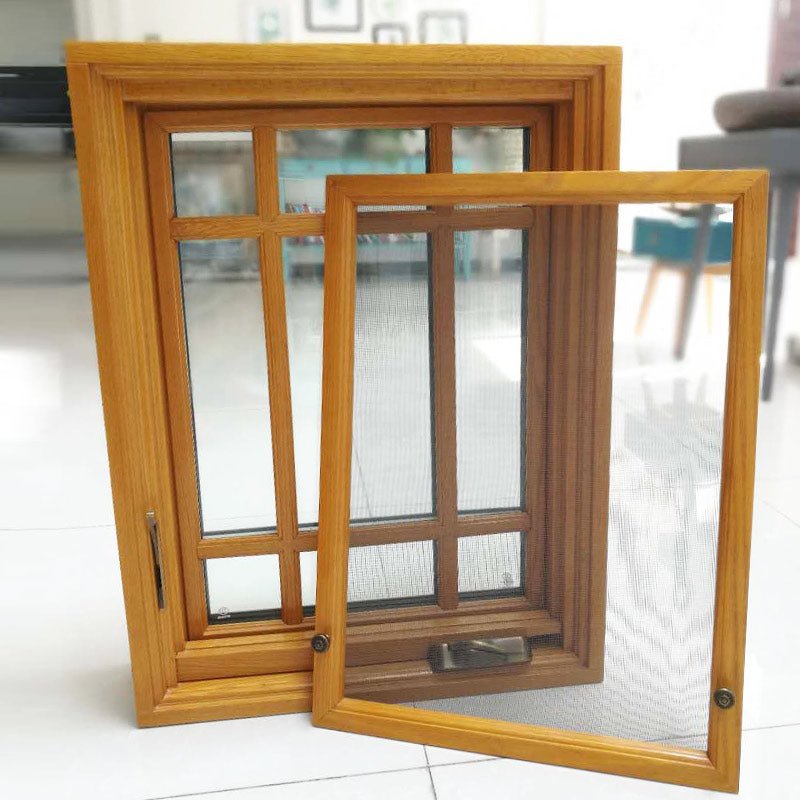 American Casement Window Foldable crank handle  aluminum  clad solid oak wood window with grill design — product image 3