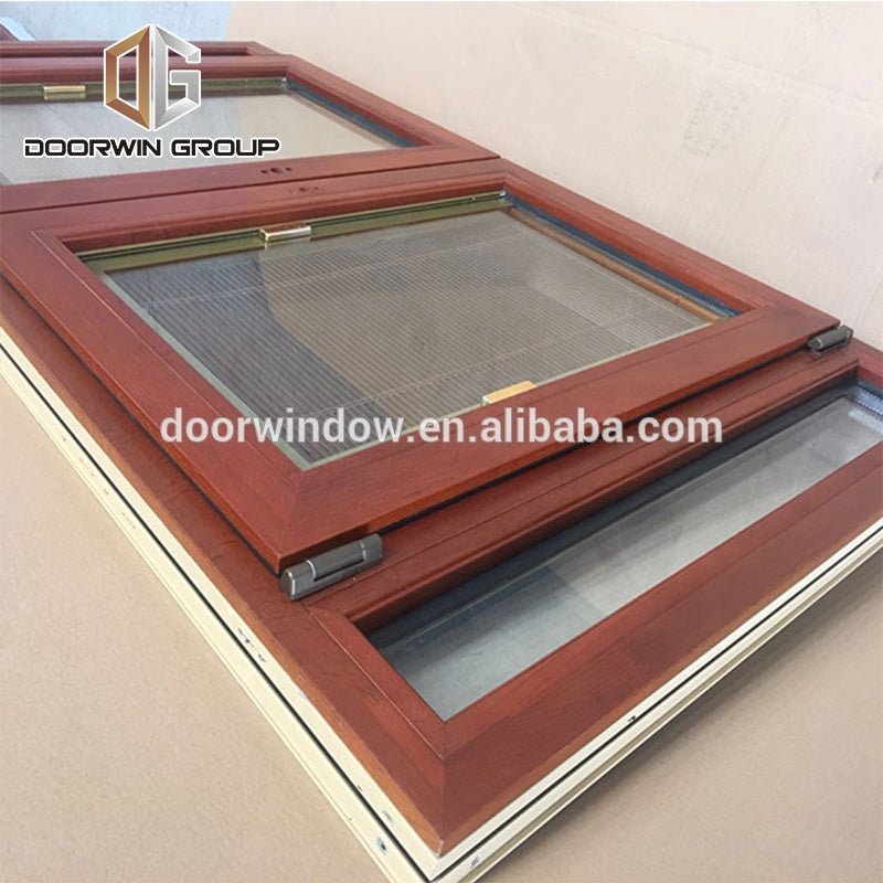American oak wood clad aluminum france windows tilt turn window with built in shutter by Doorwin — product image 7