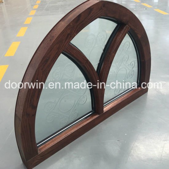 Arched Top Y Type Design Awning Window with Aluminum Cladding Red Oak Wood - China Wood Aluminium Window, Wood Carving Window Design — product image 0