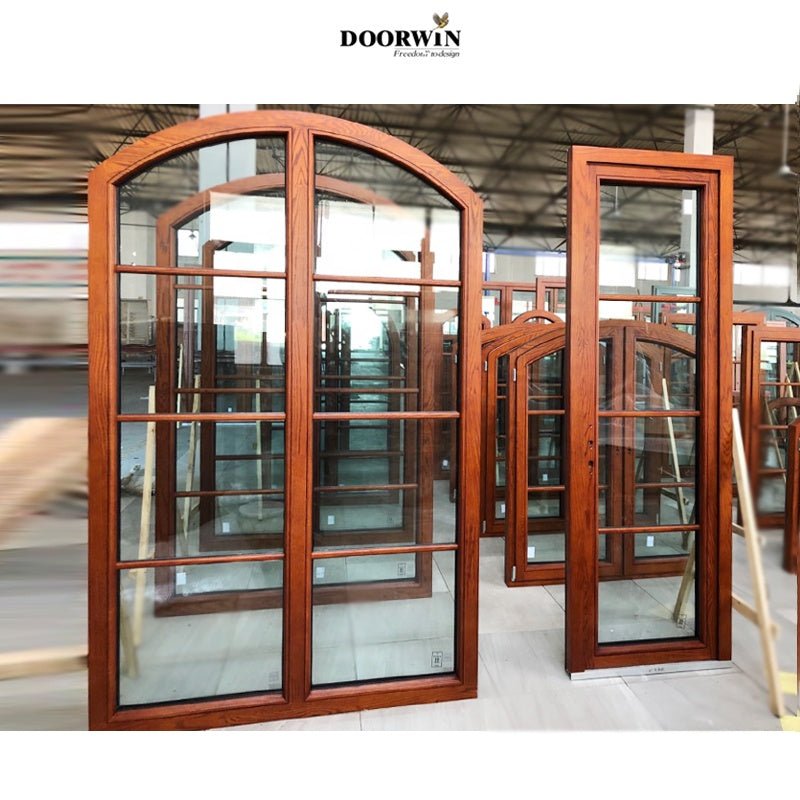 Arched Wooden Pattern Window With Double Glazing Glass Wholesale Oak wood window design French window — product image 3