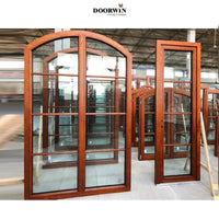 Arched Wooden Pattern Window With Double Glazing Glass Wholesale Oak wood window design French window — thumbnail 3