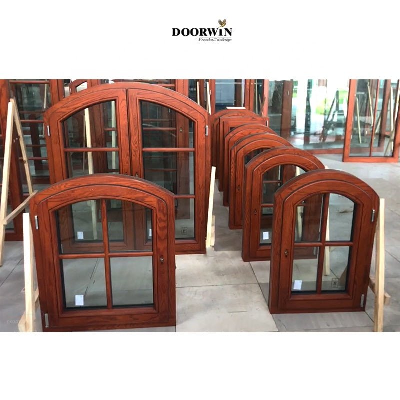 Arched Wooden Pattern Window With Double Glazing Glass Wholesale Oak wood window design French window — product image 6