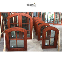 Arched Wooden Pattern Window With Double Glazing Glass Wholesale Oak wood window design French window — thumbnail 6