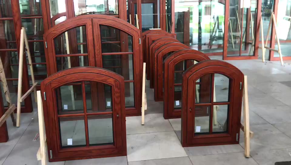 Arched Wooden Pattern Window With Double Glazing Glass Wholesale Oak wood window design French window - Doorwin Group Windows & Doors